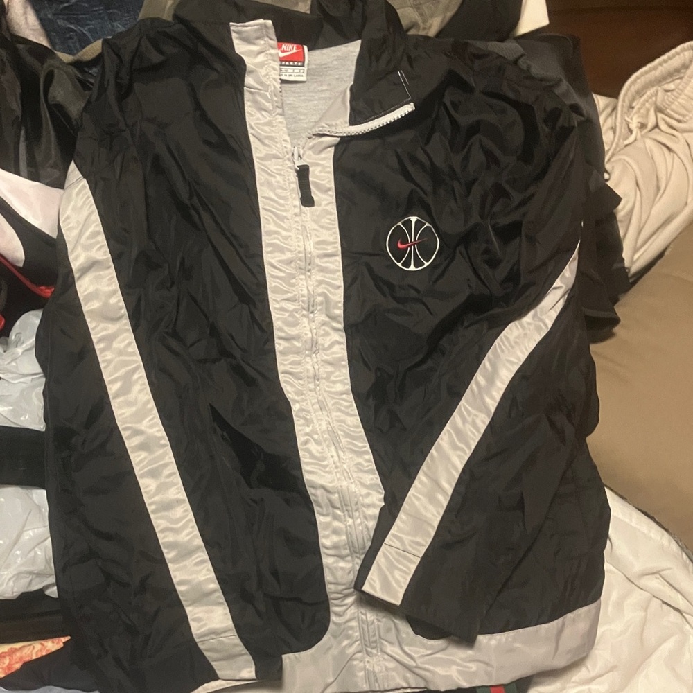 Nike Black and Silver Windbreaker